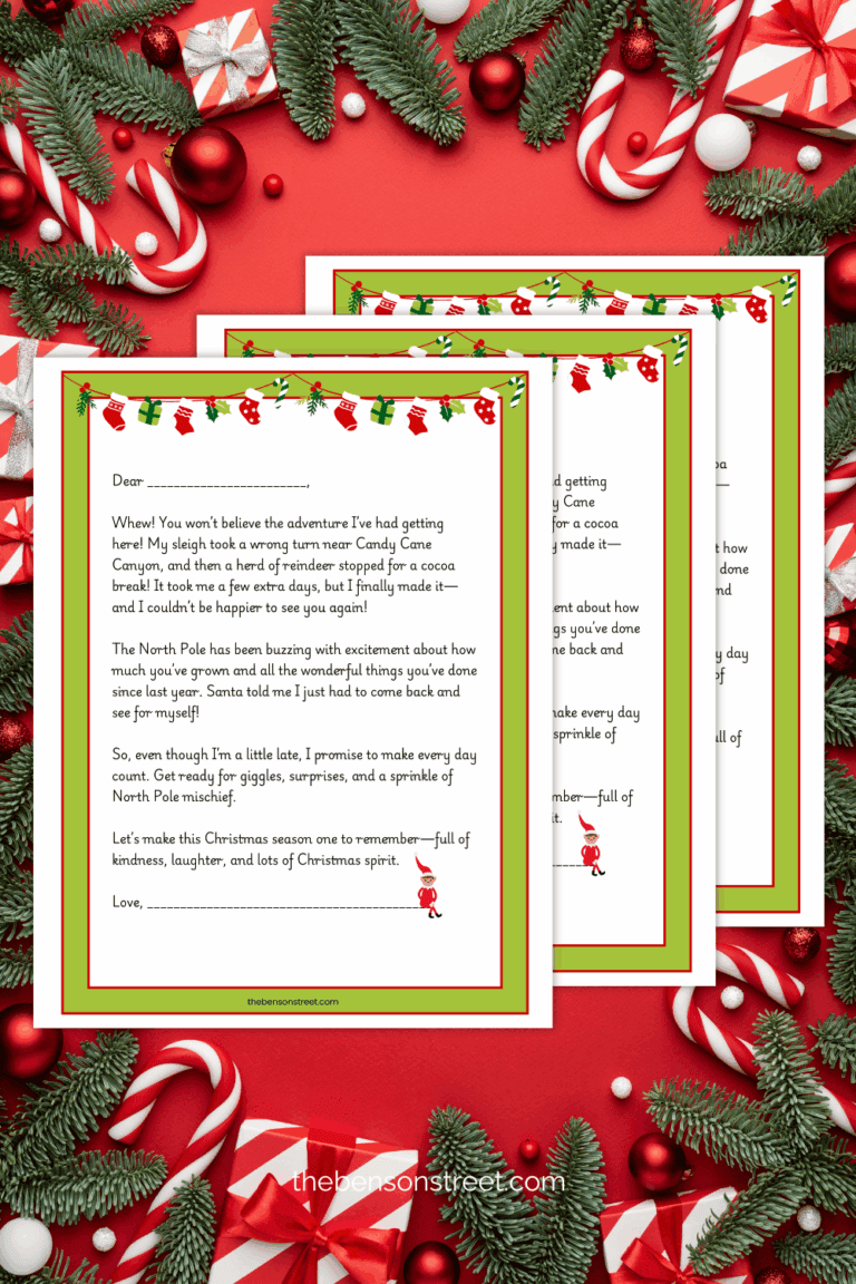 Three sheets of a late arrival letter for elf on the shelf free printable