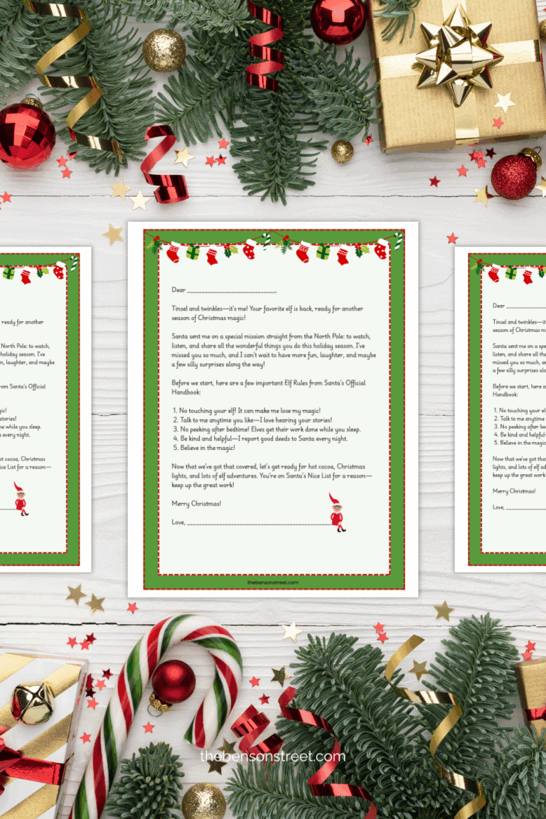 Three Elf on the shelf Christmas Eve letters laying on a table next to each other