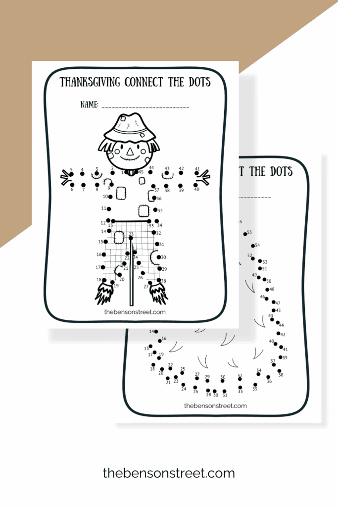Two different sheets with fall connect the dots images
