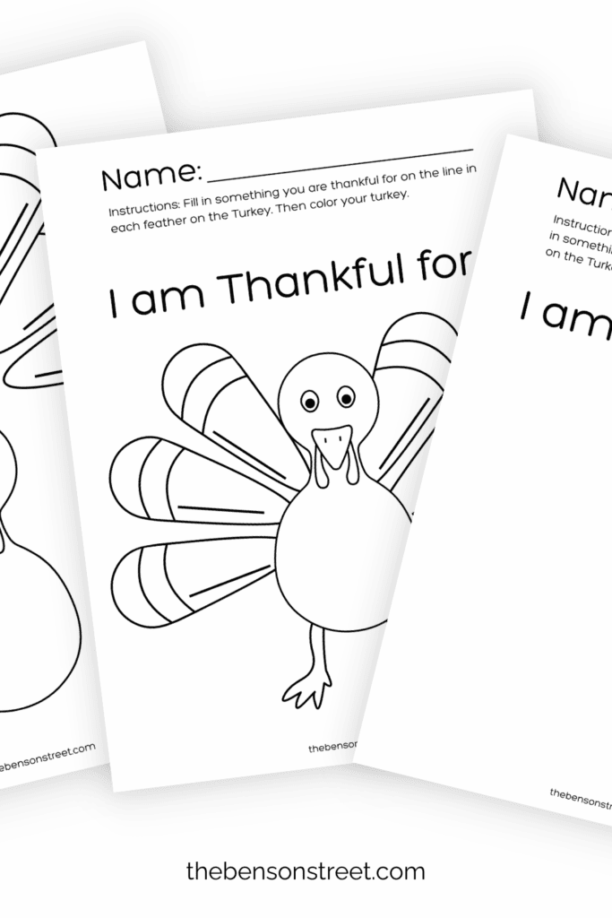 Two different ways to make a thankful turkey for Thanksgiving on three pages fanned out