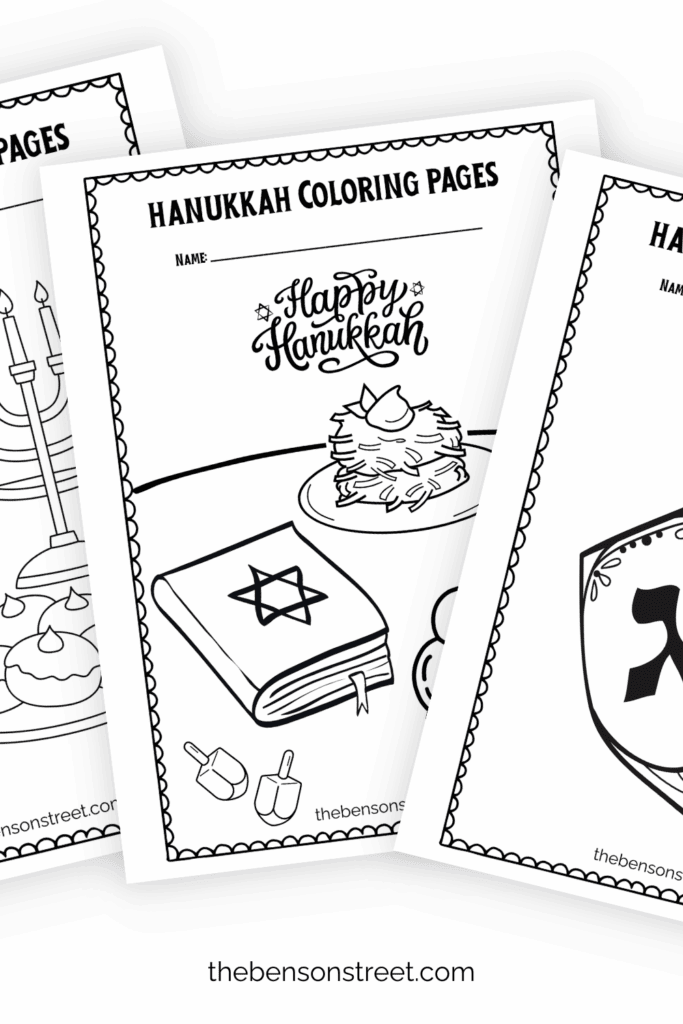 three free printable hanukkah coloring pages for kids