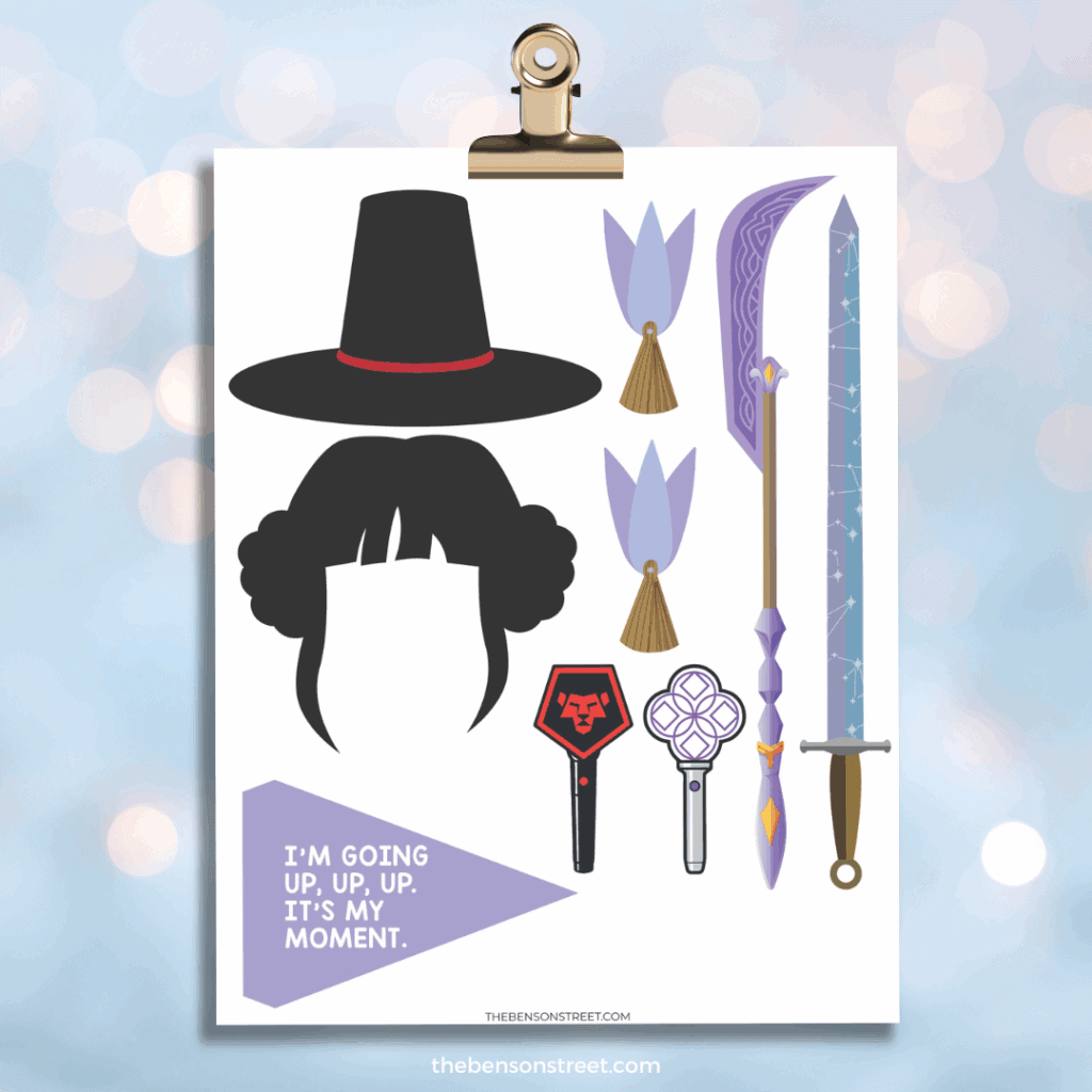 A page of printable elf props from kpop demon hunters