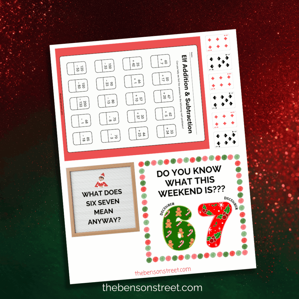 A sheet of different printables for scout elf setups with printable props