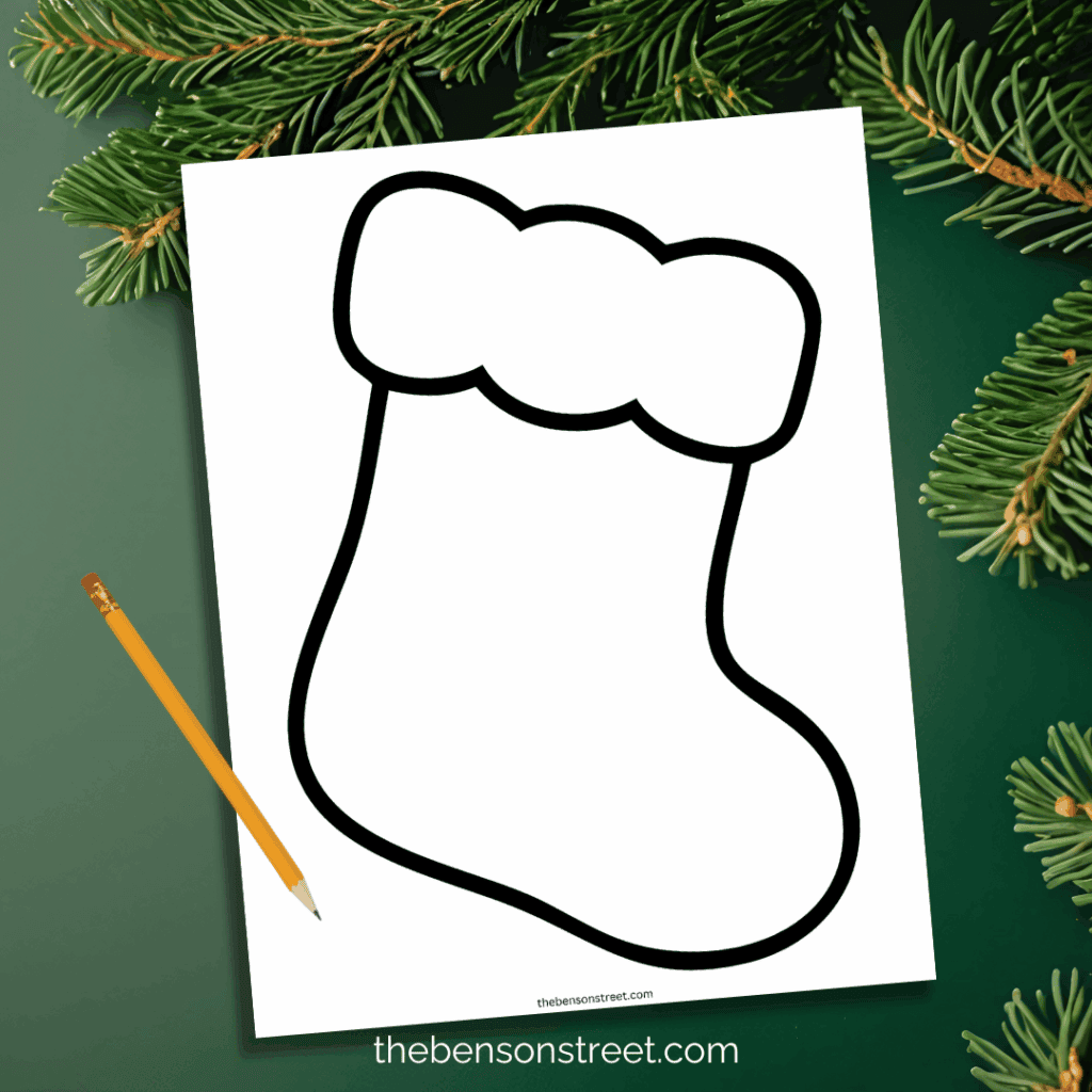 A stocking outline to print off and color or use as a template