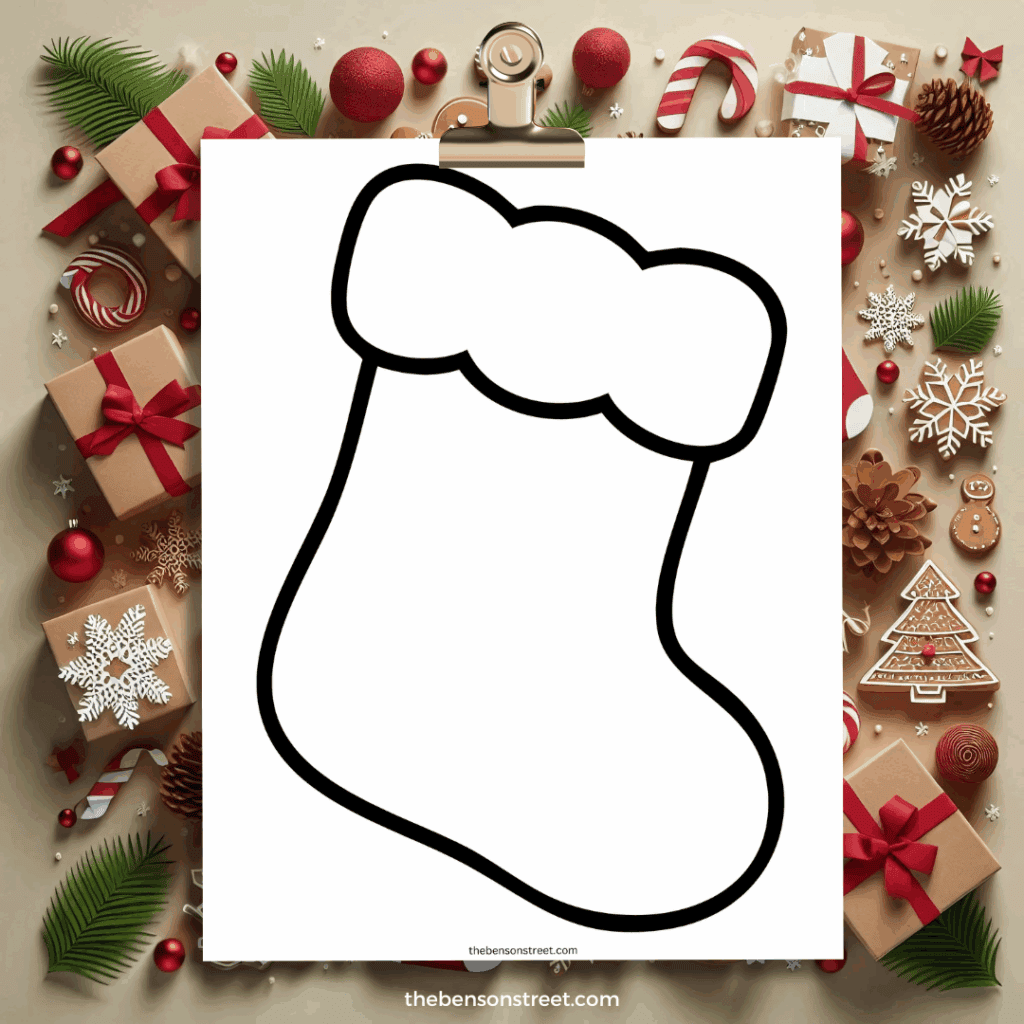 Blank stocking outline for kids to color and personalize