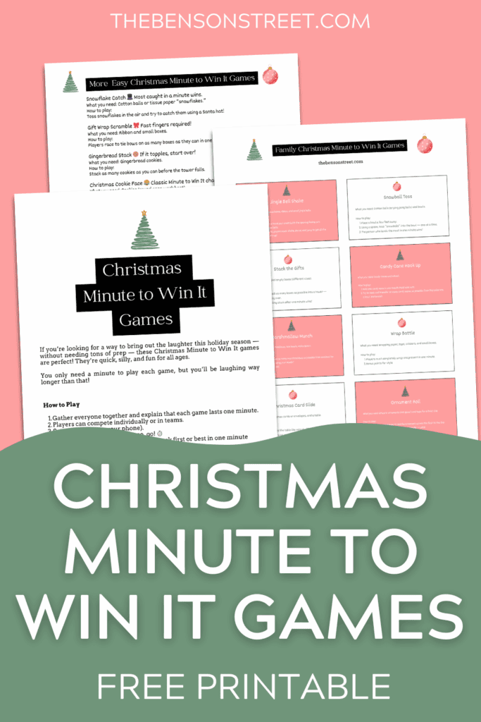 Christmas Minute to Win It Games Free Printables