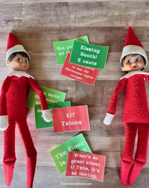 Elf setup printable tags for easy elf on the shelf ideas