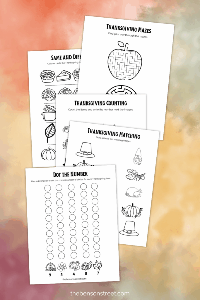 Five free printable activities for fall and thanksgiving