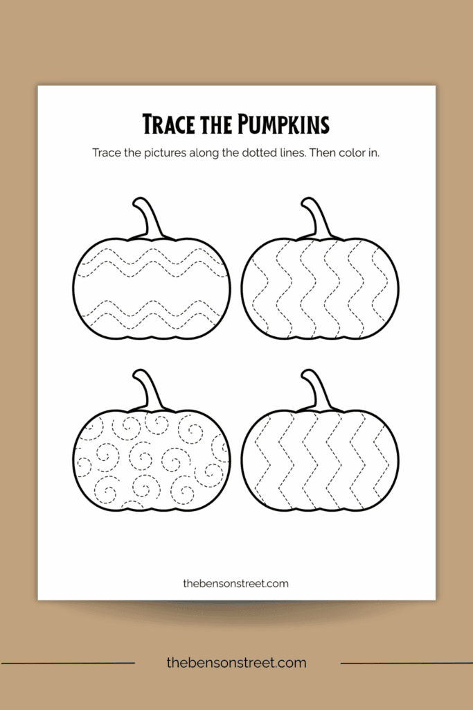 Free Trace the pumpkins preschool page