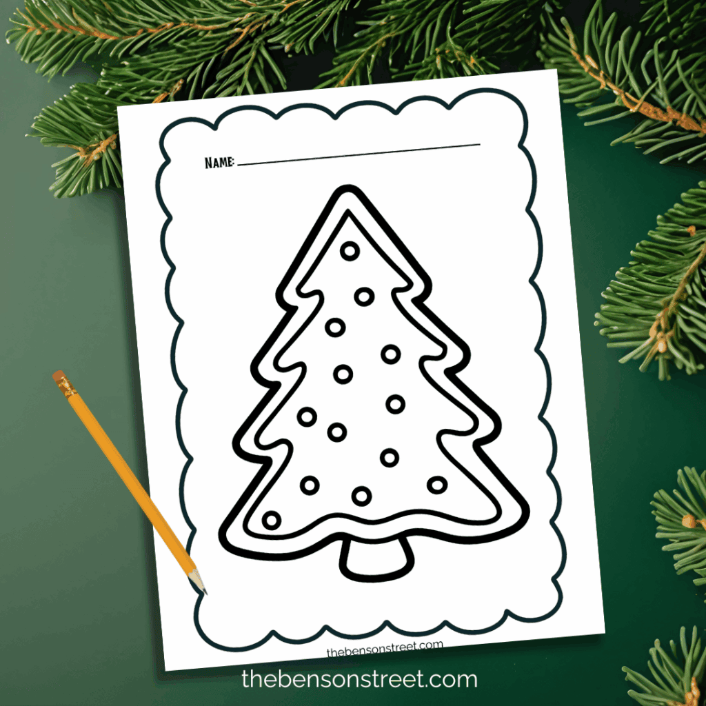 Free printable Christmas Tree Coloring Page that looks like a cookie tree