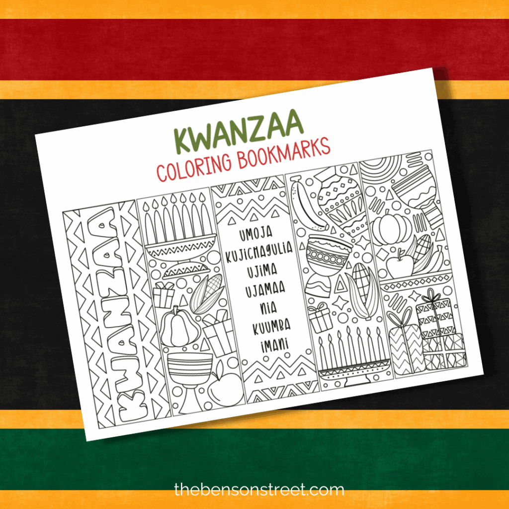Kwanzaa coloring bookmarks page free to print