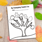 Make your own coloring thanksgiving thankful tree with a printable coloring sheet