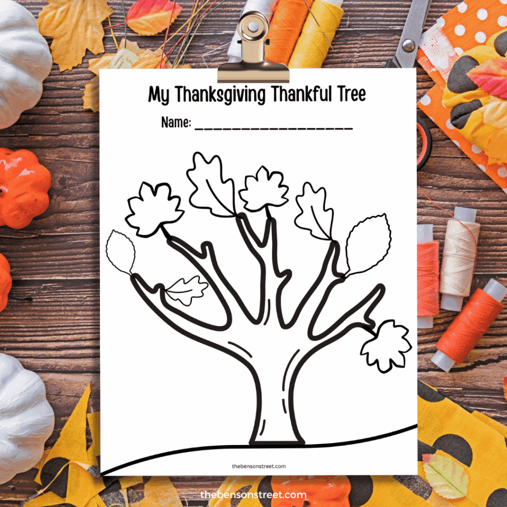 My Thanksgiving Thankful Tree Coloring Activity