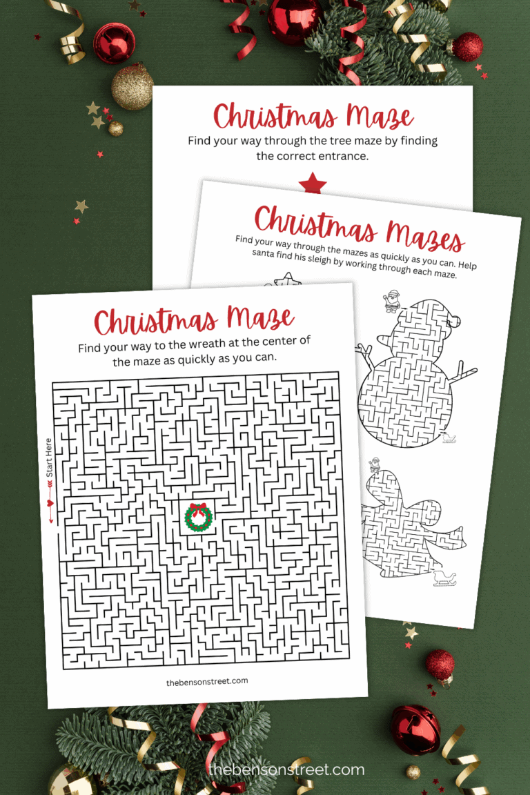 Printable Christmas themed mazes for kids