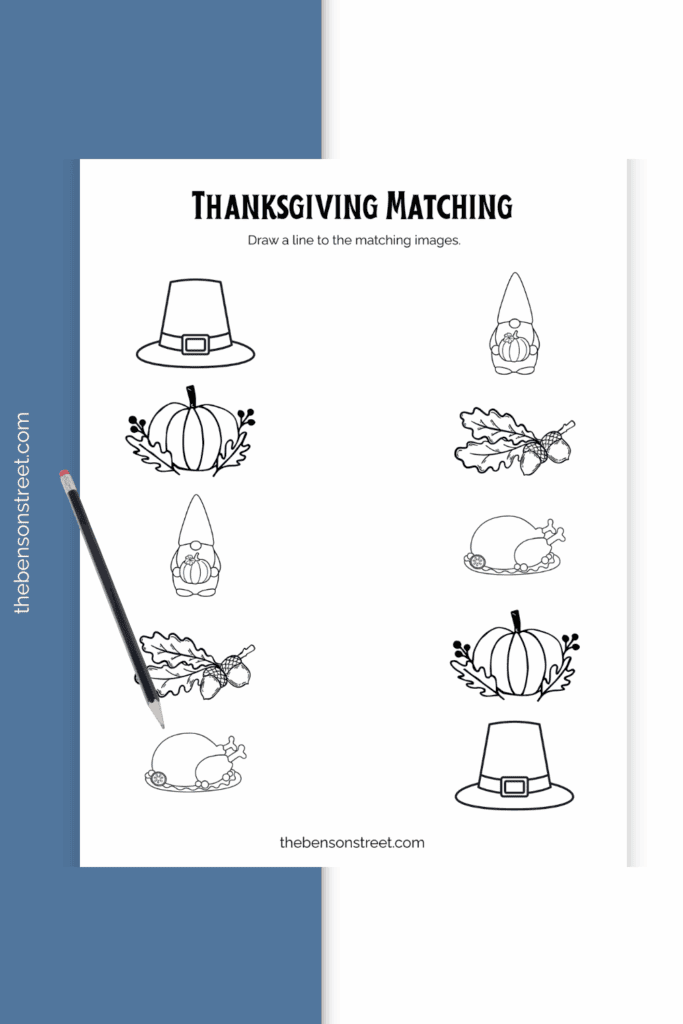 Thanksgiving matching game preschool activity