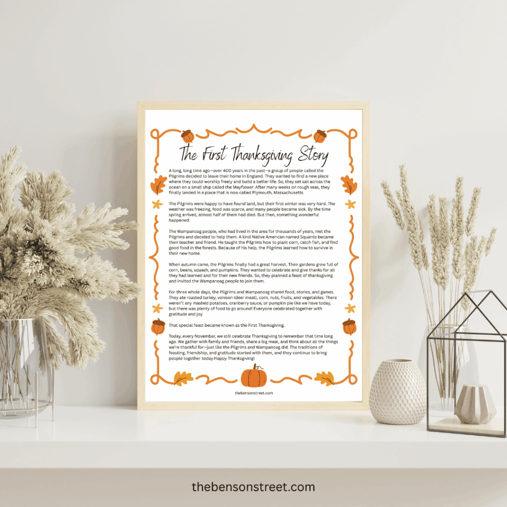 The First Thanksgiving Story in a frame