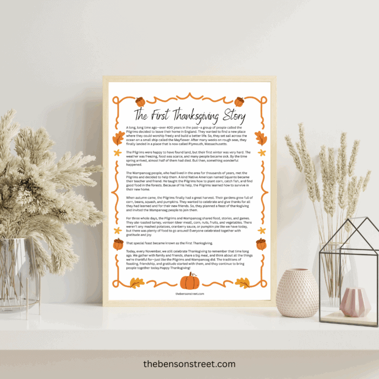 The First Thanksgiving Story in a frame