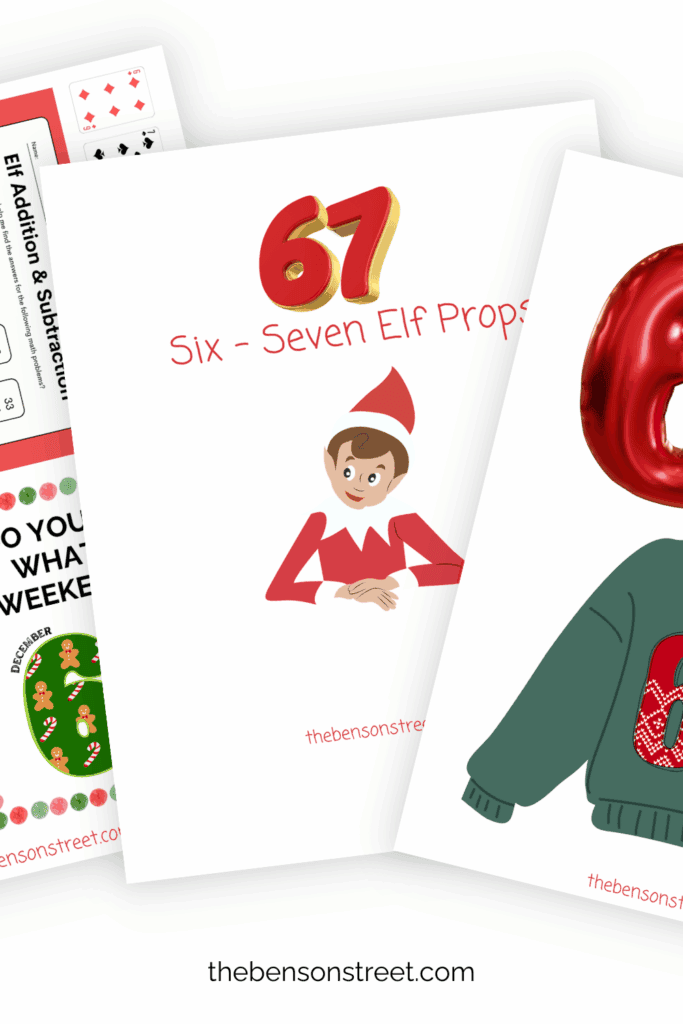 Three fanned out pages of 67 elf propes free to print
