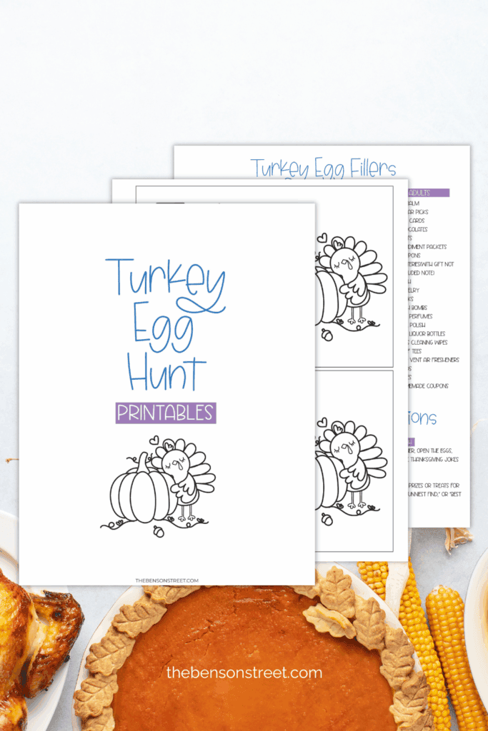 Three pages of printables for a thanksgiving egg hunt