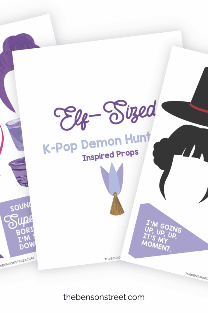 Three pages of printed elf on the shelf props fanned out 