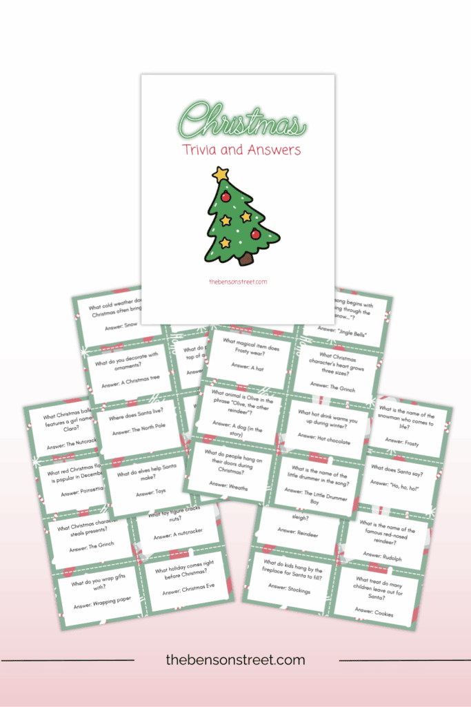 Throw a Christmas Trivia Night with free printable cards with answers