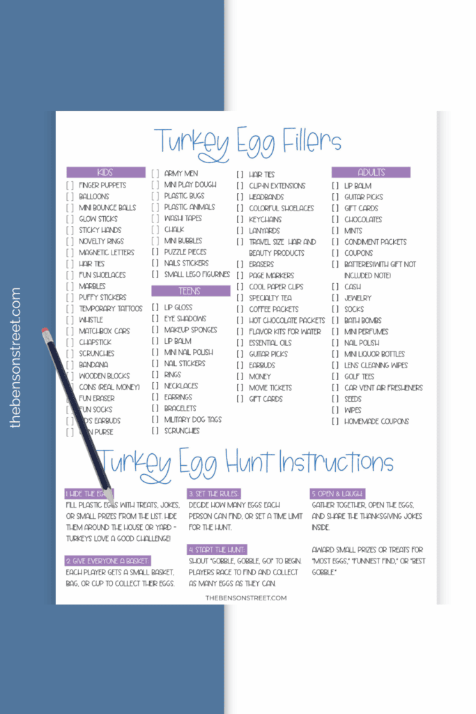 Turkey Egg Fillers and turkey egg hunt instructions