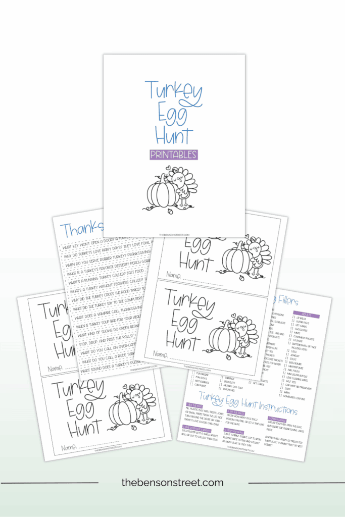 Turkey Egg Hunt Free Printables on a staggered sheet