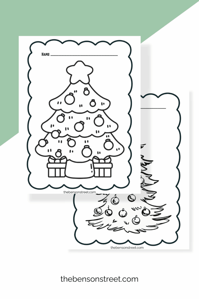 Two different christmas coloring pages to print off
