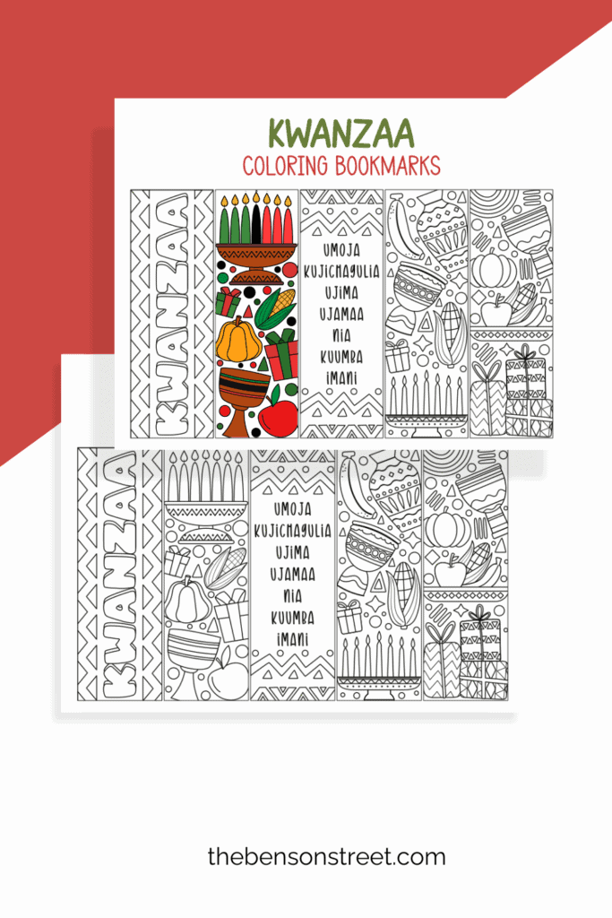 Two sheets of bookmarks featuring candles and pumpkins for Kwanzaa