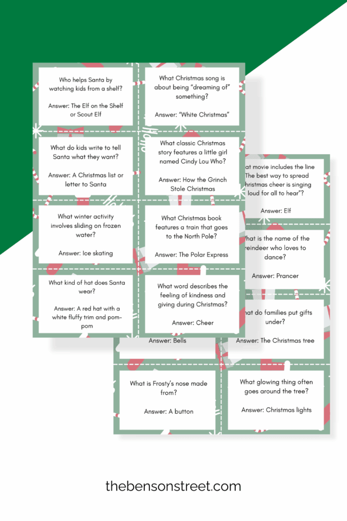 Two sheets of free printable easy trivia for the holiday season