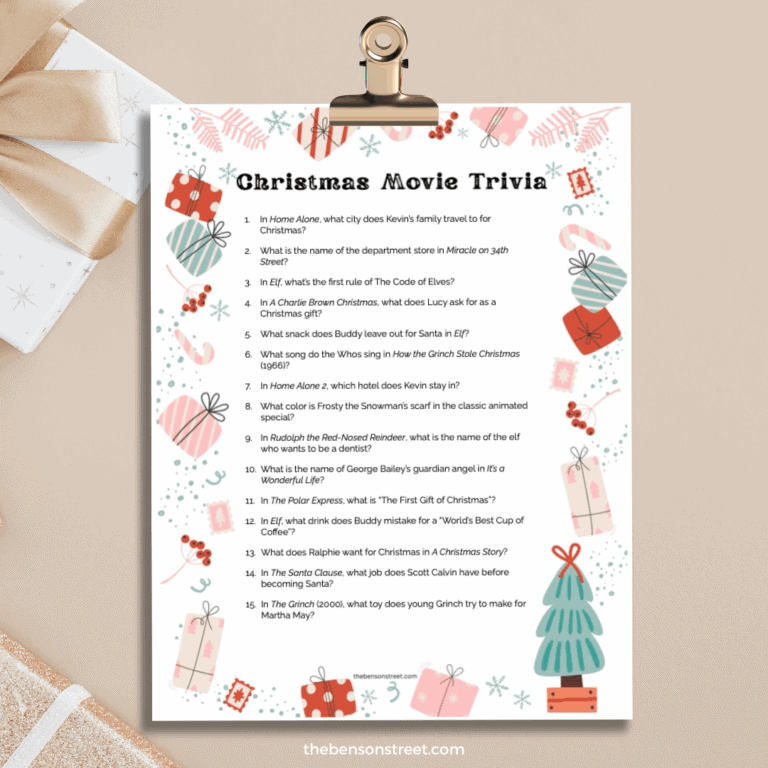 Clip with Christmas movie trivia questions to print out