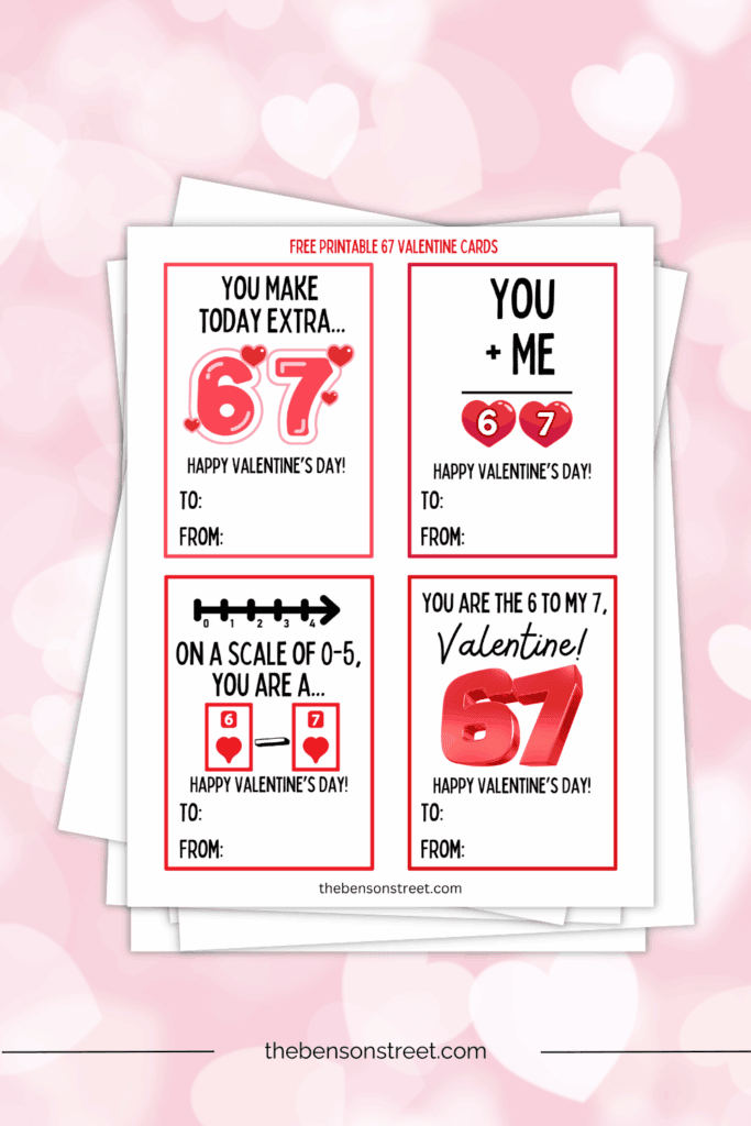 Easy printable six seven valentines for kids