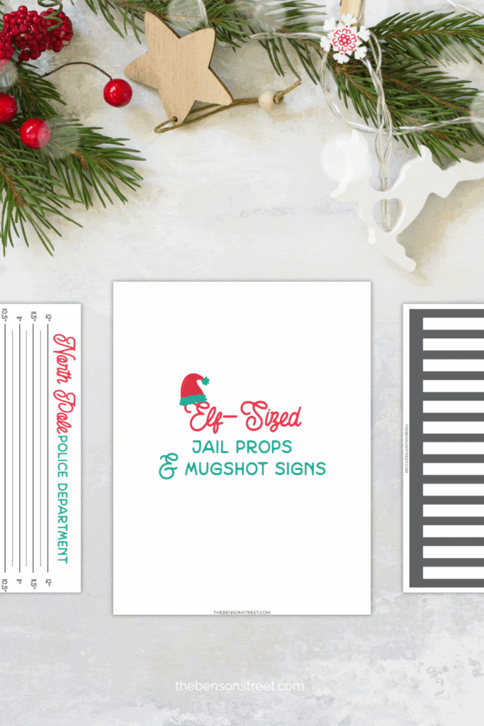Elf-sized jail props and mugshot signs printables