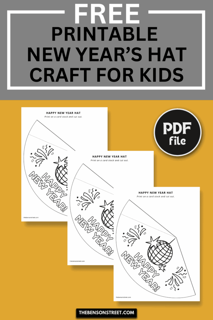 FREE Printable New Year's Hat Craft for kids
