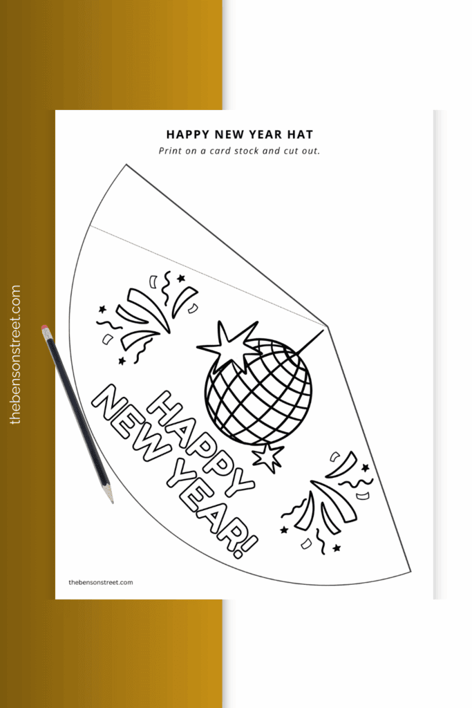 Free Printable Coloring Hat for Kids on New Year's Eve