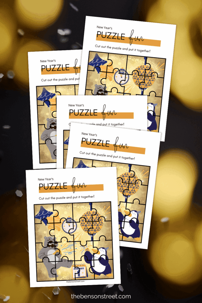 Fun activity for kids for New Year's Eve to make their own puzzle