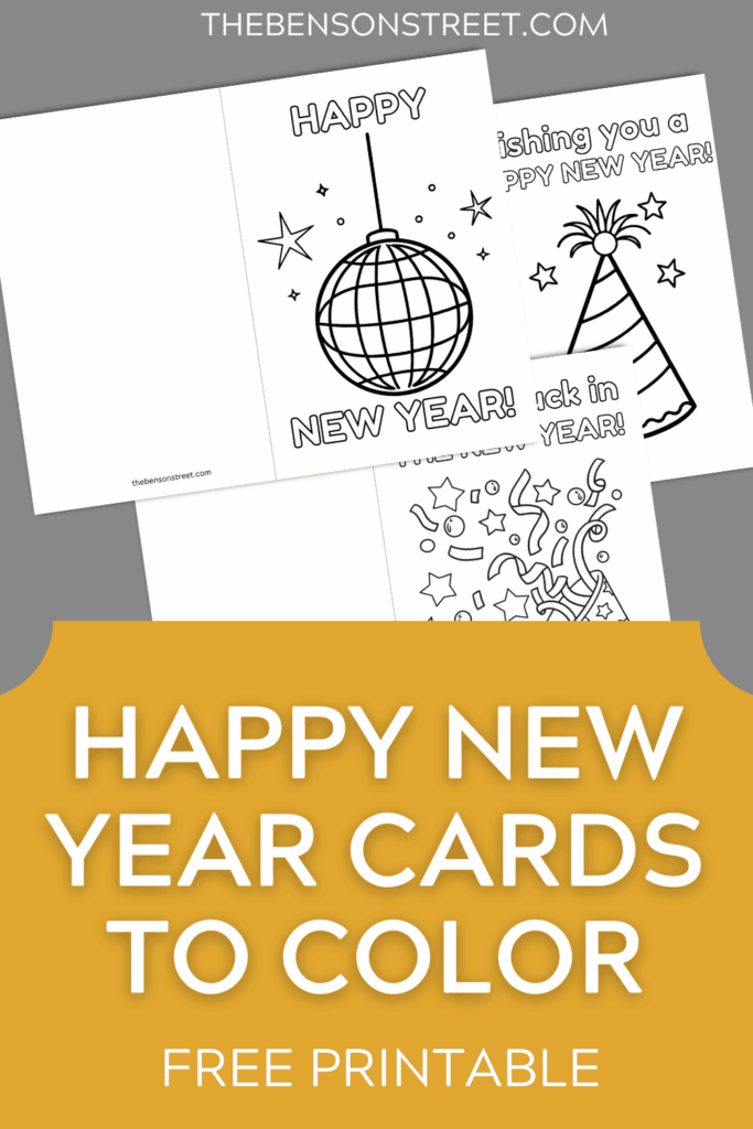 Happy New Year Cards to Color Free Printable