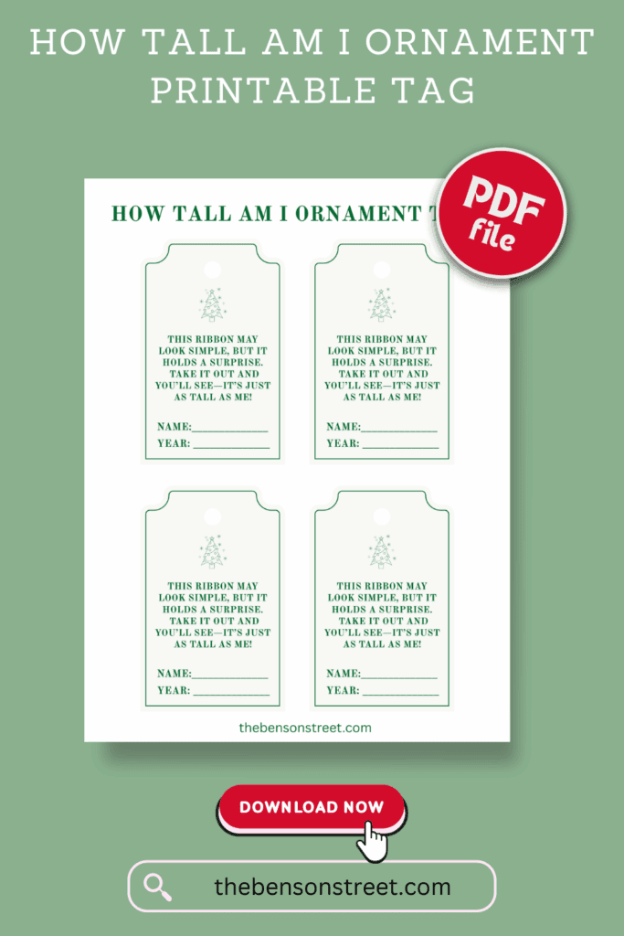 How Tall Am I Ornament Printable Tag for Christmas