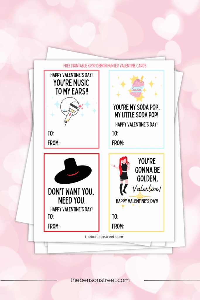 Kpop Demon Hunters Lyrics Valentine Cards printable
