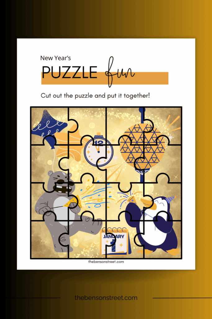 New Year Puzzle activity to print and assemble
