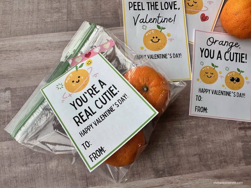 Orange you a cutie valentine tag for kids