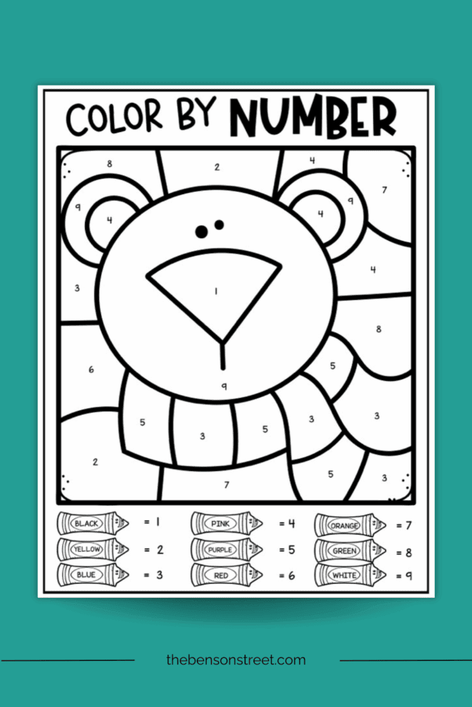 Polar Bear Color by Number Winter Coloring Page