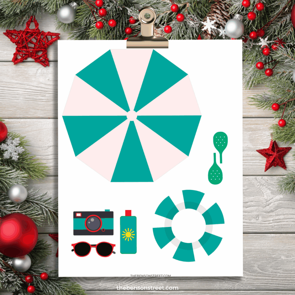 Printable props to set up a scout elf beach scene