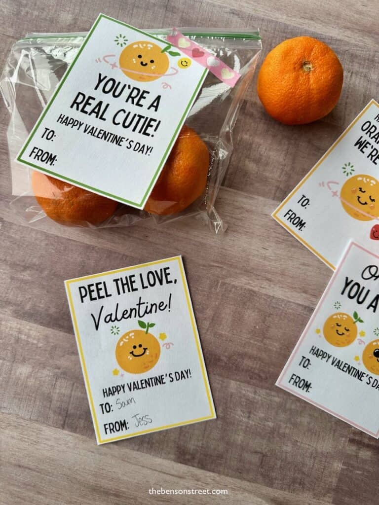Printable valentine tags for oranges for kids