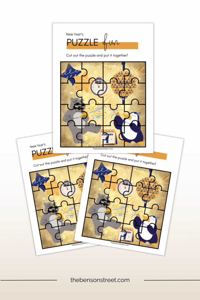 Ring in the new year with a puzzle craft printable