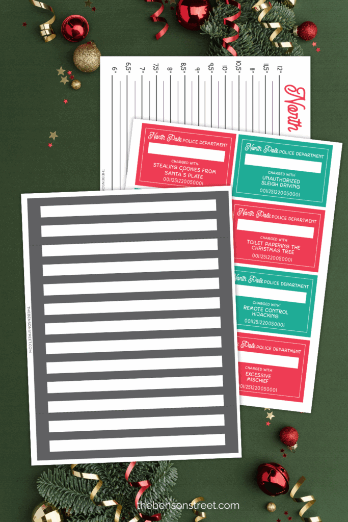 Three pages of free printables for a mischievous elf jail props set up