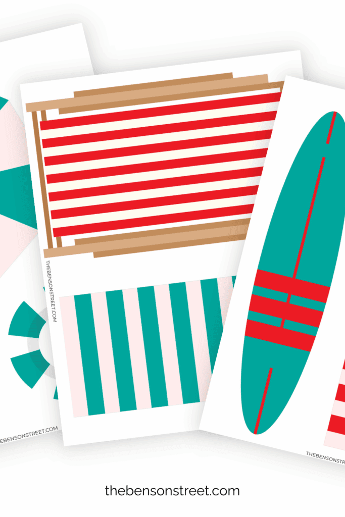 Three sheets of Elf sized beach printables