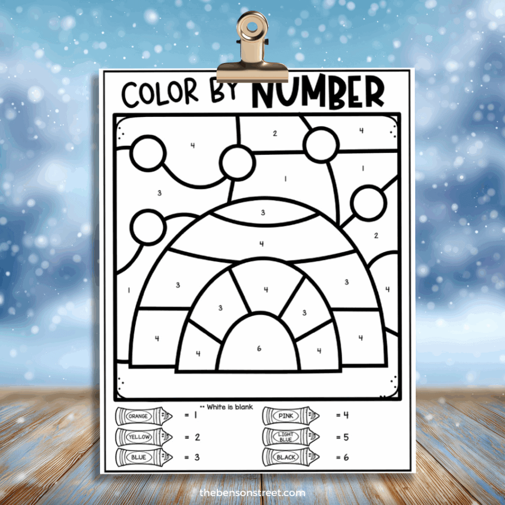 Winter igloo To color in by following the color key 