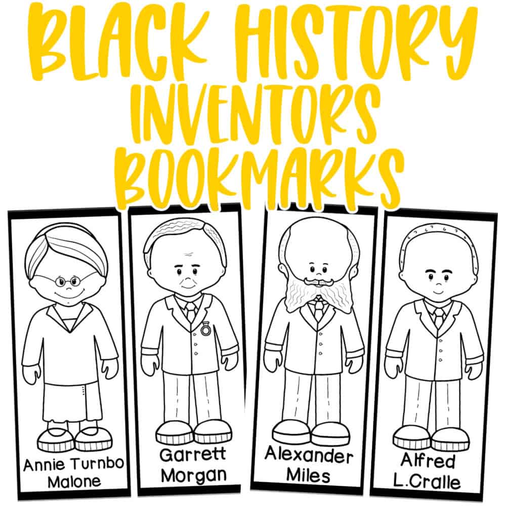 Mockup image of four different Black History Inventors Bookmarks