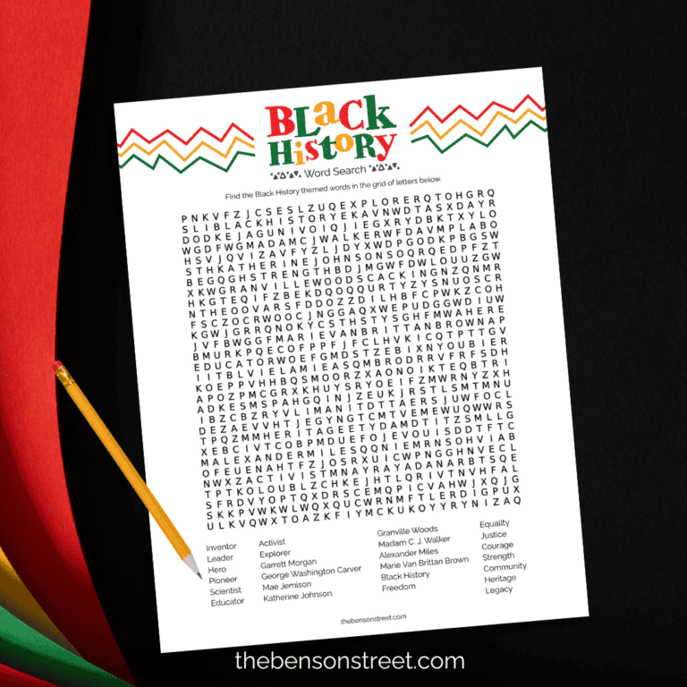 Black History Word Search Puzzle Game with a pencil on top